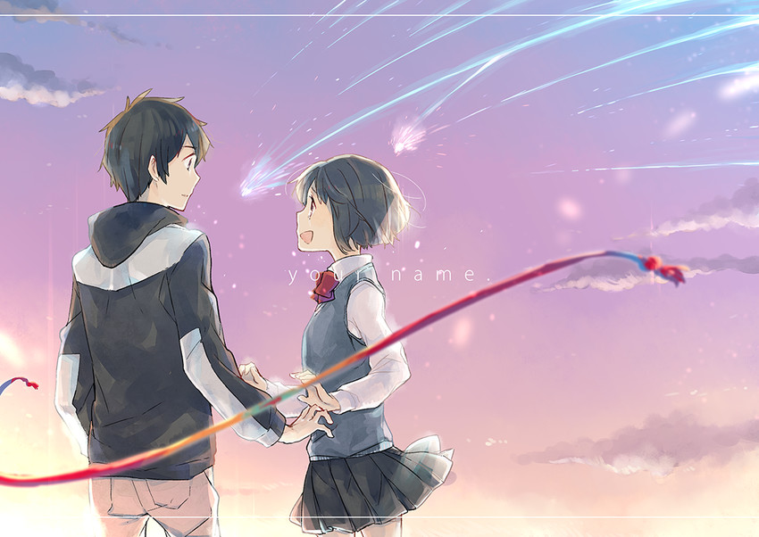 miyamizu mitsuha and tachibana taki (kimi no na wa.) drawn by hami_(lvct)