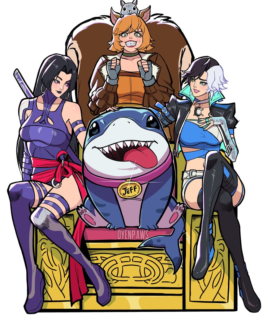 psylocke, squirrel girl, luna snow, jeff the land shark, and tippy-toe (marvel and 2 more) drawn by oyenpaws