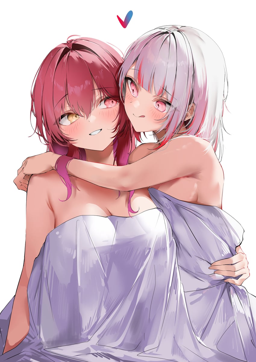 gawr gura and houshou marine (hololive and 3 more) drawn by pepq