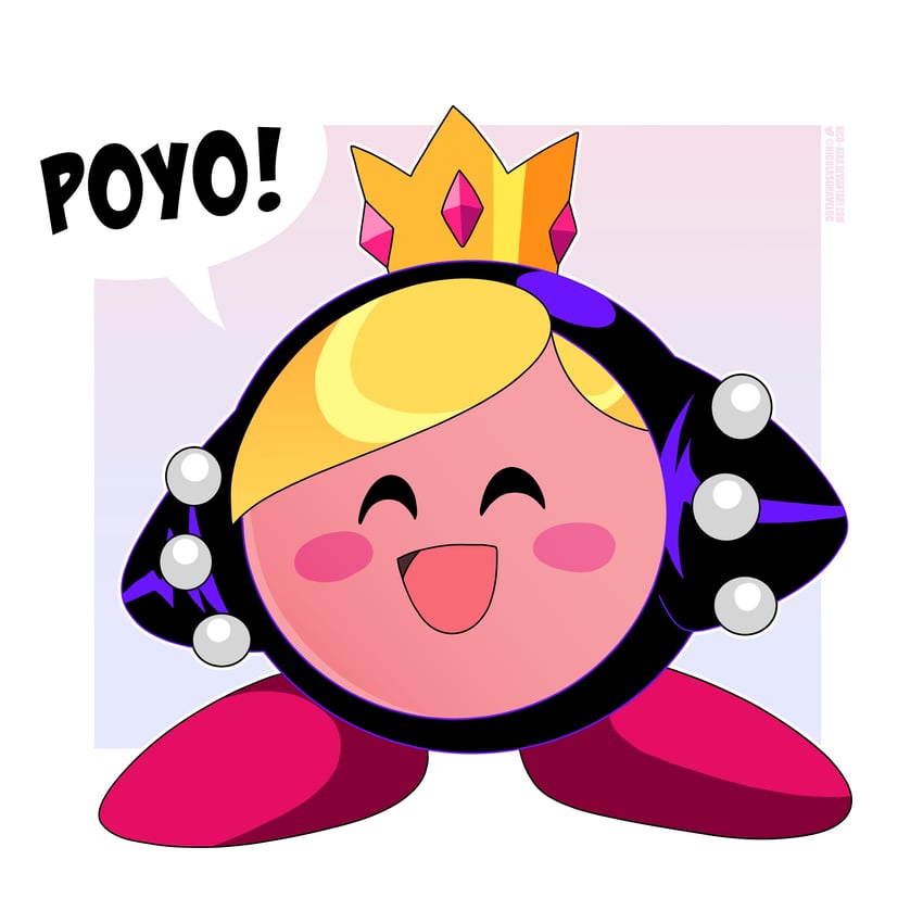 kirby and warupeach (mario and 3 more) drawn by nico-neko