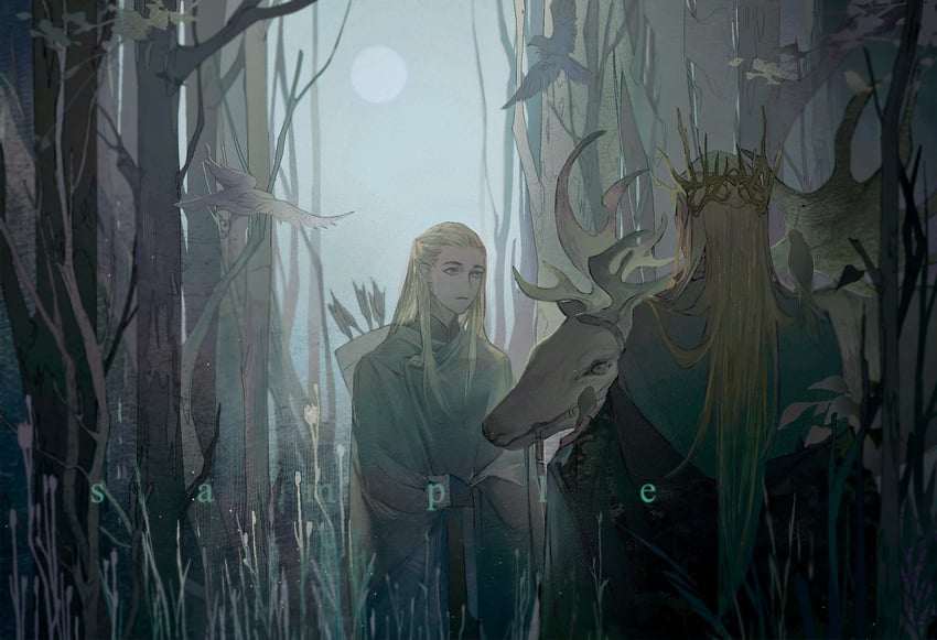legolas and thranduil (tolkien's legendarium and 1 more) drawn by artistguillotine