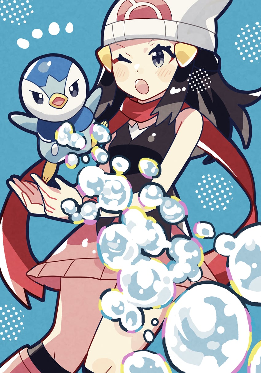 dawn and piplup (pokemon and 1 more) drawn by anidler91