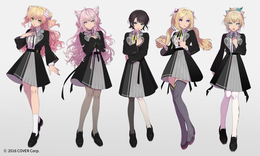 oozora subaru, hakui koyori, kazama iroha, momosuzu nene, and aki rosenthal (hololive and 2 more) drawn by tekatori