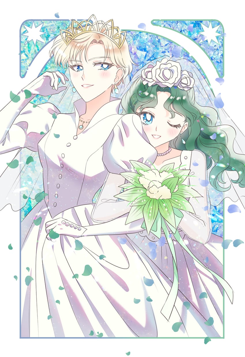 ten'ou haruka and kaiou michiru (bishoujo senshi sailor moon) drawn by loveodoro