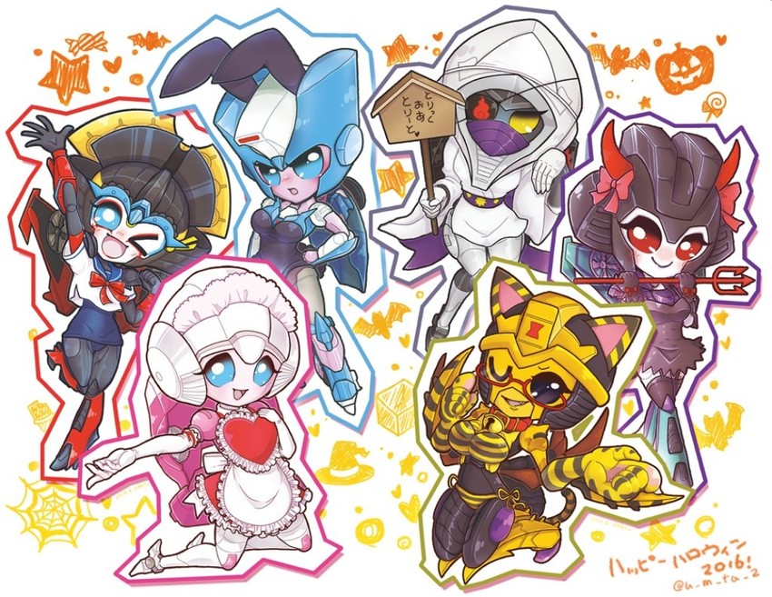 arcee, windblade, blackarachnia, slipstream, chromia, and 1 more (transformers and 4 more) drawn by umetarou_(jack_sgt)
