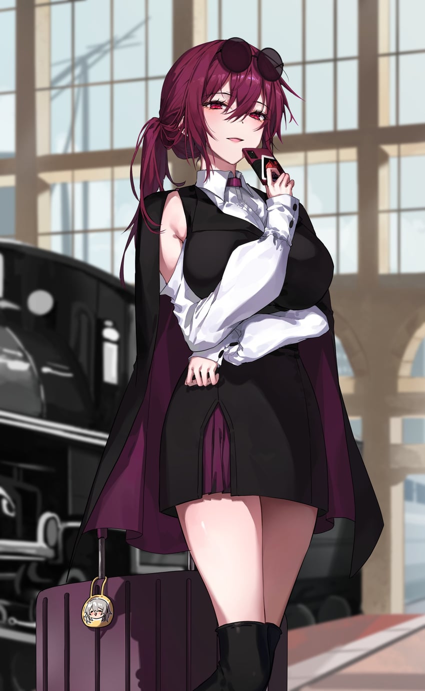 trailblazer, stelle, and kafka (honkai and 1 more) drawn by kuro_(rudyan0128)