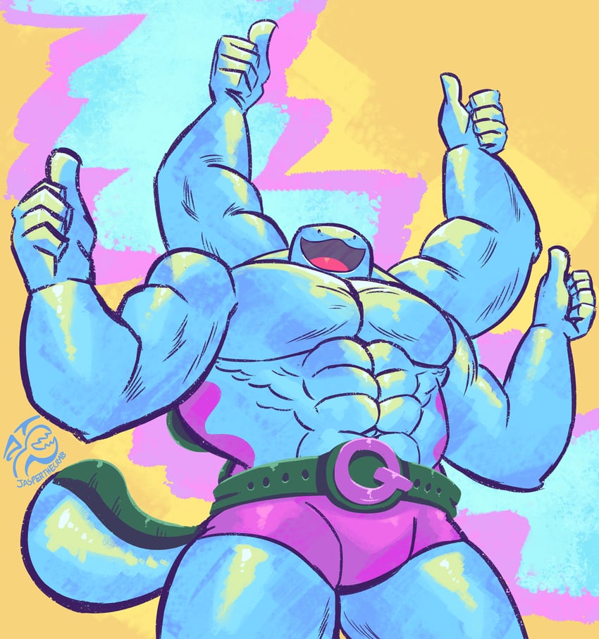 quagsire and machamp (pokemon) drawn by jasperthecrab