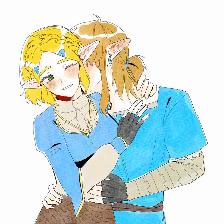 link and princess zelda (the legend of zelda and 1 more) drawn by big_egg526