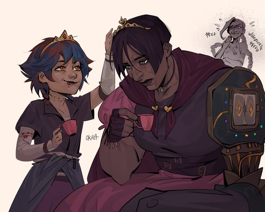 jinx, arcane jinx, isha, and sevika (league of legends and 1 more) drawn by auntyokula