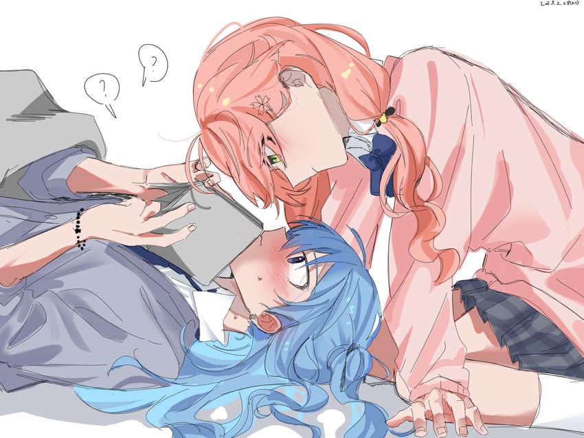 hoshimachi suisei and sakura miko (hololive and 1 more) drawn by hanbaagaakunkan