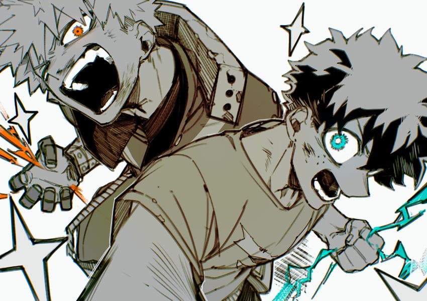 midoriya izuku and bakugou katsuki (boku no hero academia) drawn by kunyamon_busy