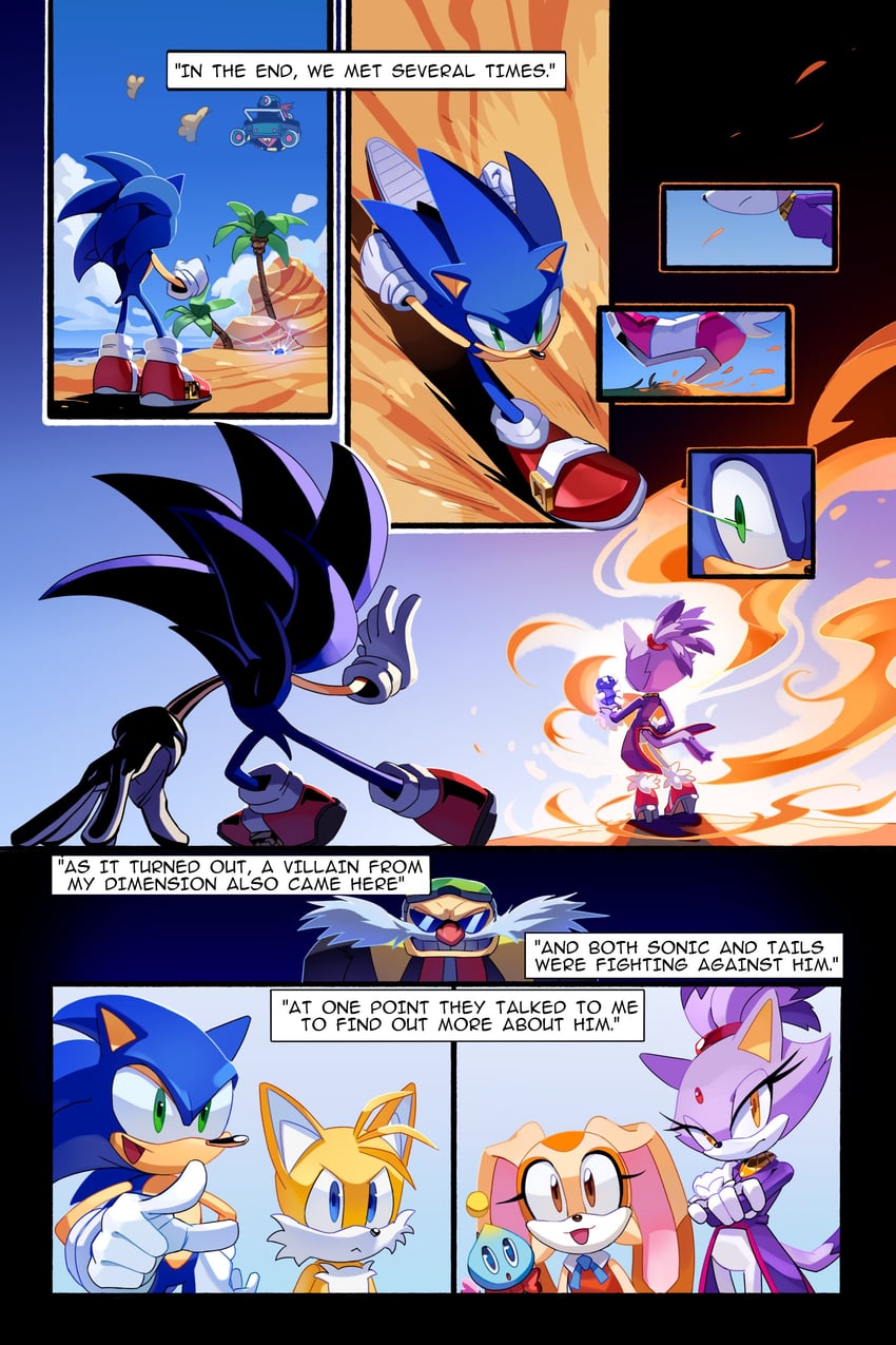 sonic the hedgehog, blaze the cat, tails, cream the rabbit, neutral chao, and 2 more (sonic and 1 more) drawn by miitara