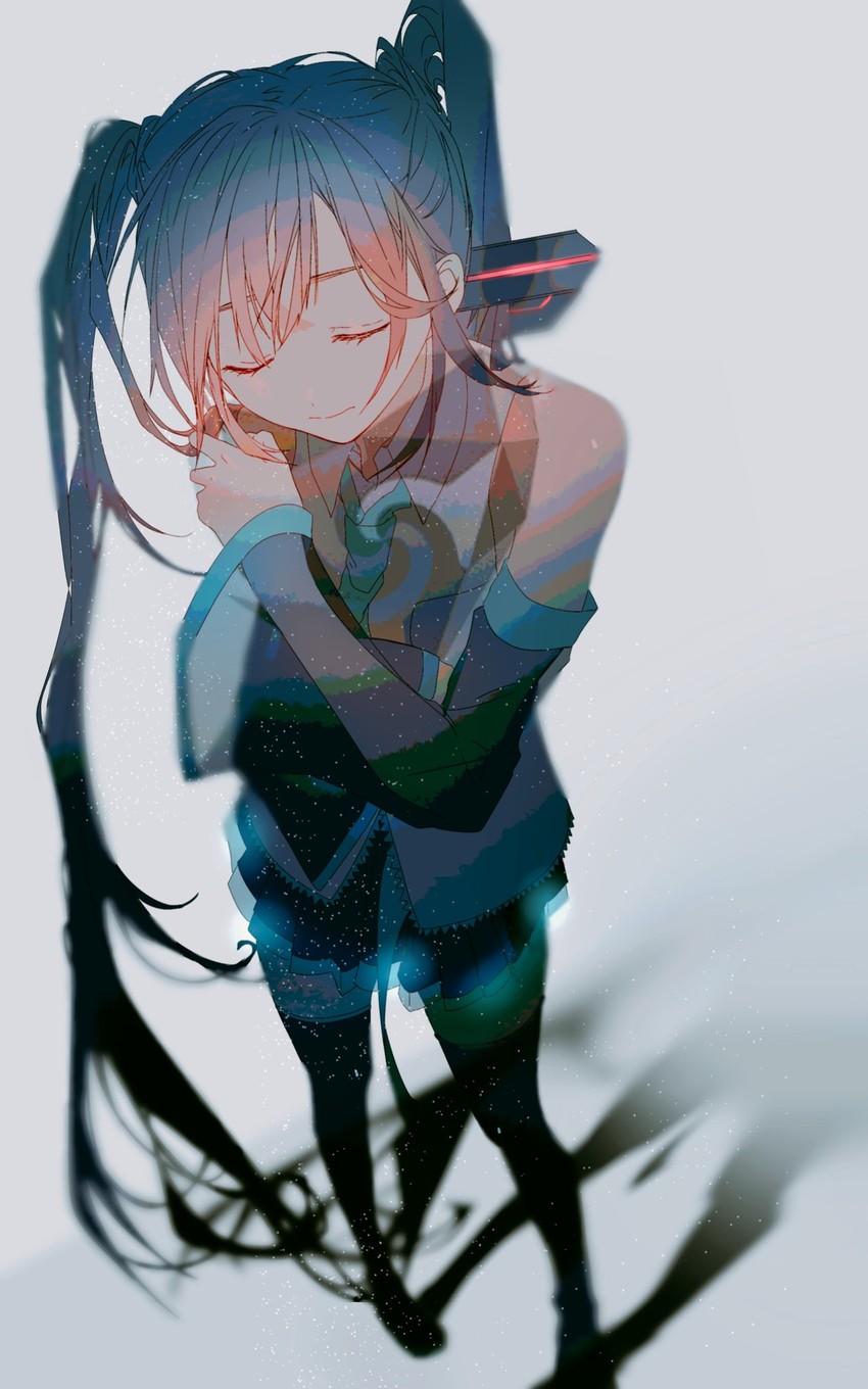 hatsune miku (vocaloid and 1 more) drawn by karanagare