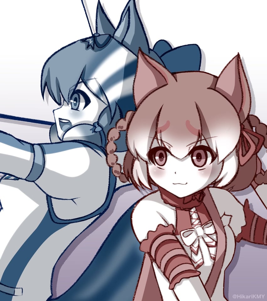island fox and siberian chipmunk (kemono friends and 1 more) drawn by hikarikmy