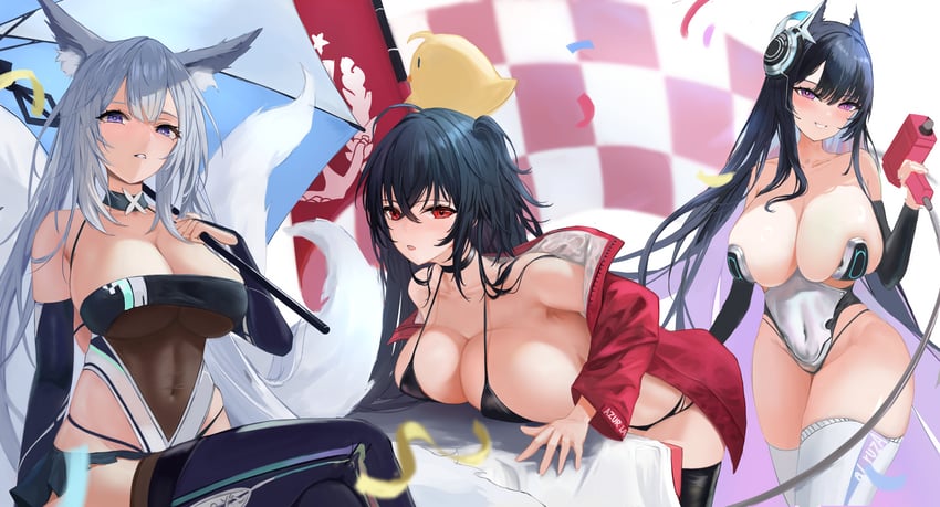 manjuu, taihou, shinano, and strasbourg (azur lane) drawn by chunchilin