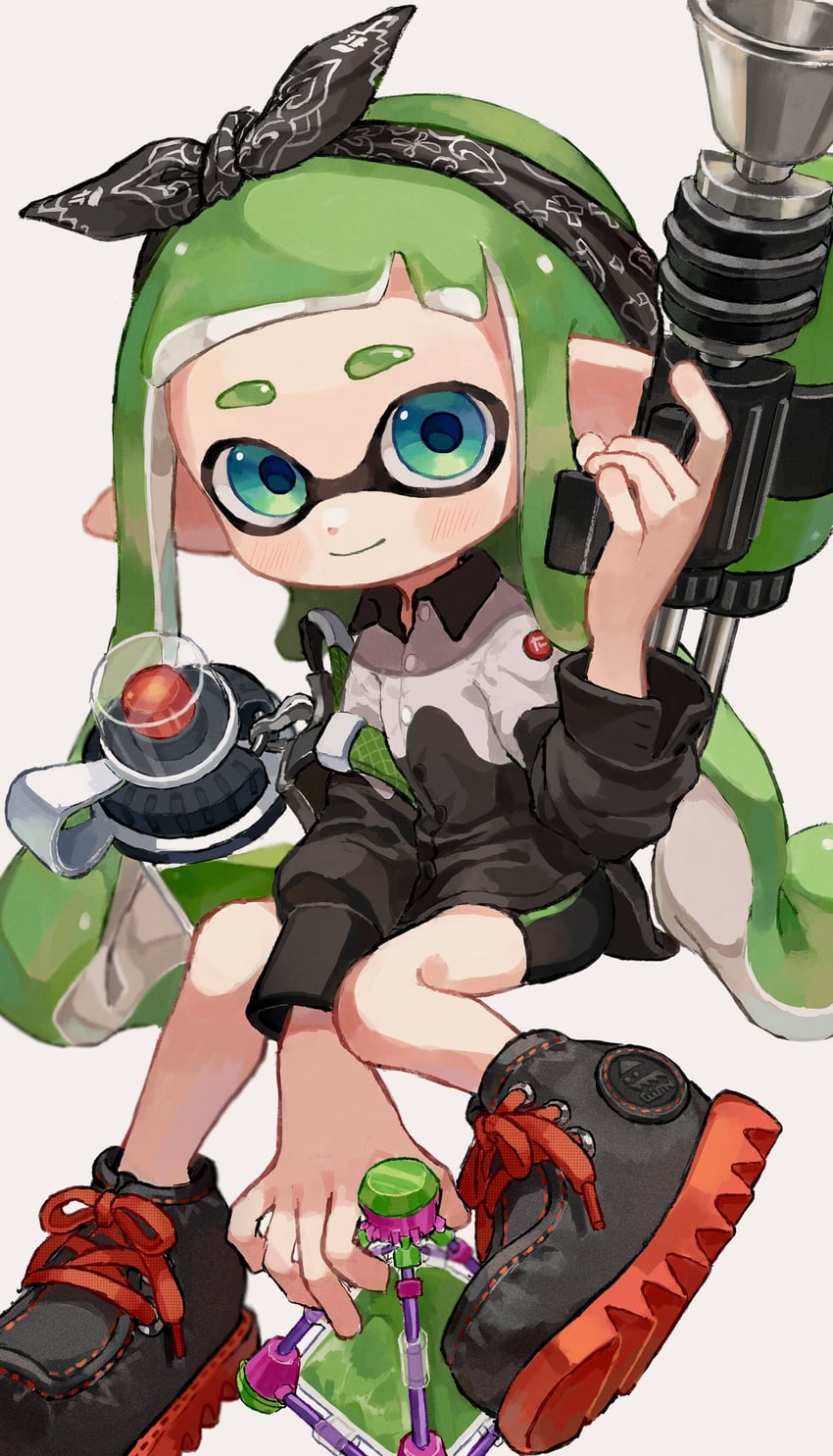 inkling player character and inkling girl (splatoon and 1 more) drawn by myon_rio