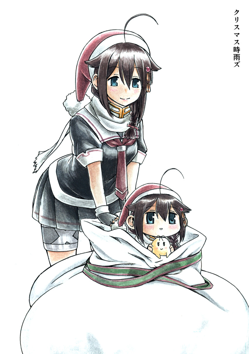 shigure, the yuudachi-like creature, and shigure kai ni (kantai collection) drawn by gouta_(nagishiro6624)