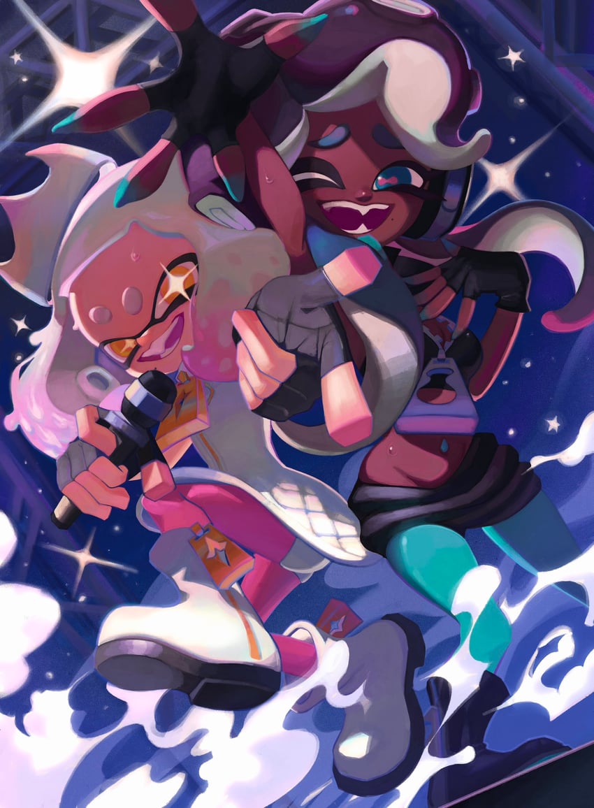 marina and pearl (splatoon and 1 more) drawn by ka1_(k4k37)