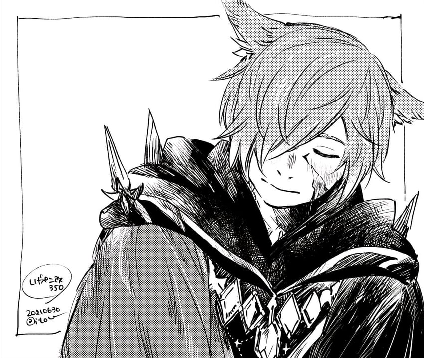 g'raha tia and crystal exarch (final fantasy and 1 more) drawn by itowo_(itowc)