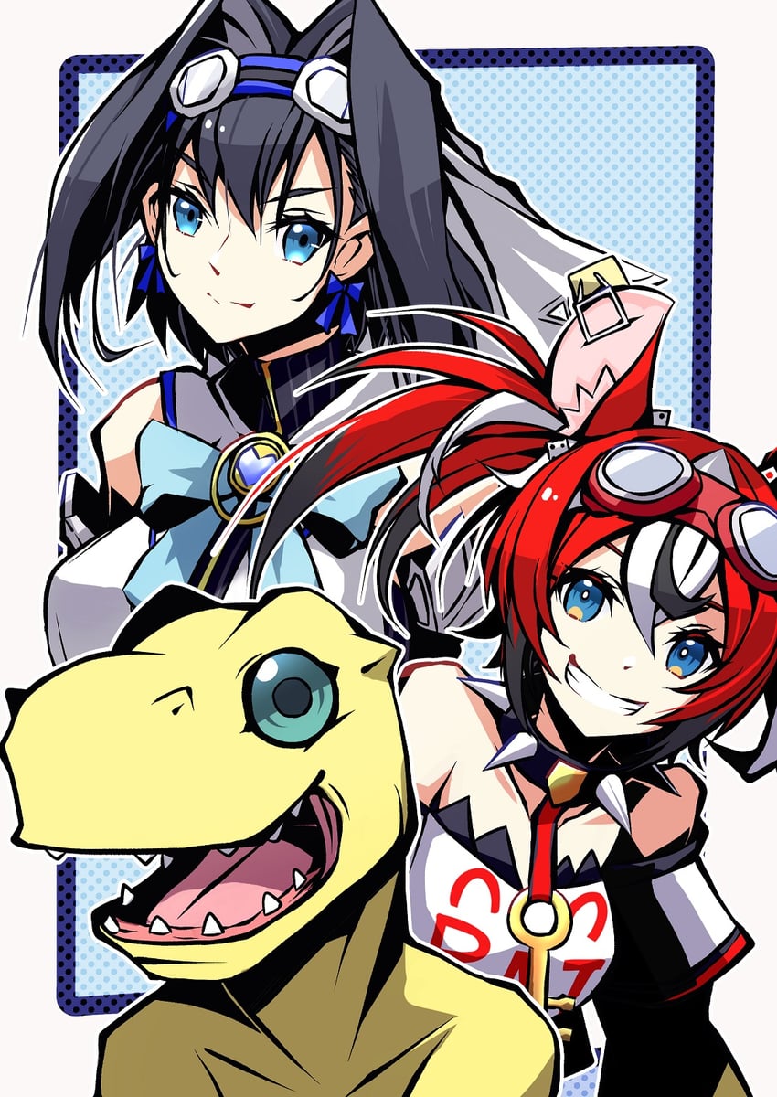 ouro kronii, hakos baelz, and agumon (hololive and 2 more) drawn by mitosupa_(qsiqydfz7nesh9w)