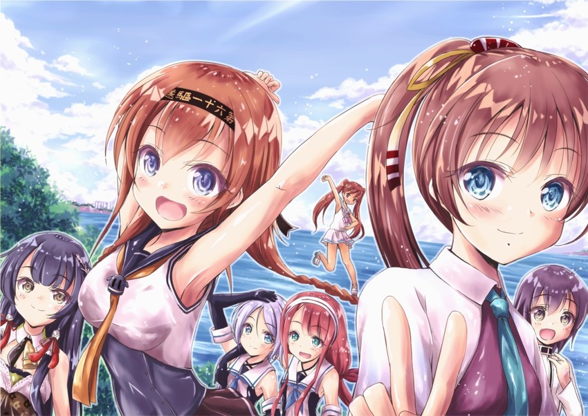 teruzuki, libeccio, kawakaze, umikaze, kazagumo, and 2 more (kantai collection) drawn by saz_(sazin764)