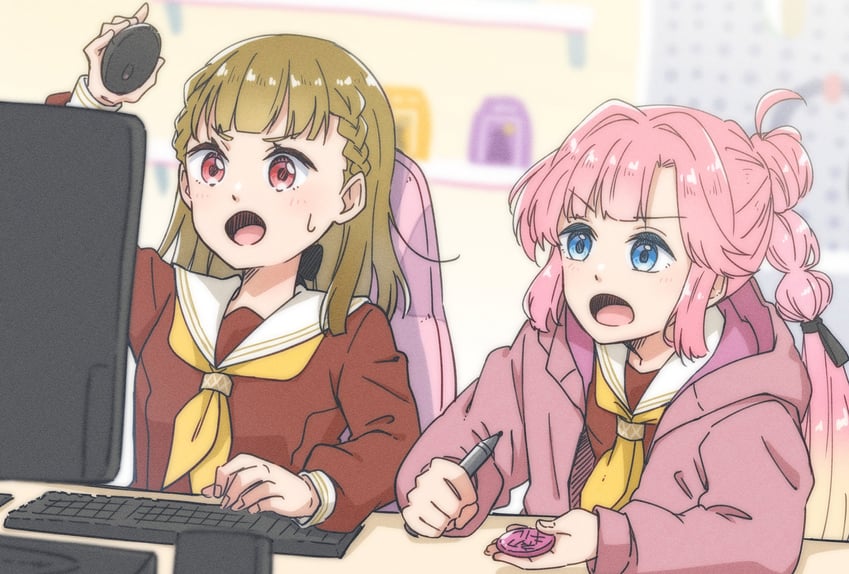 anyoji hime and kachimachi kosuzu (love live! and 1 more) drawn by donpa