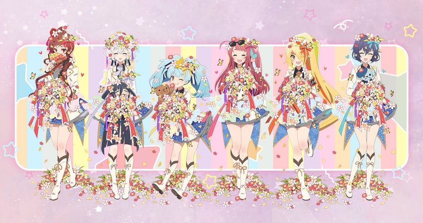 konno junko, minamoto sakura, mizuno ai, nikaidou saki, hoshikawa lily, and 3 more (zombie land saga)