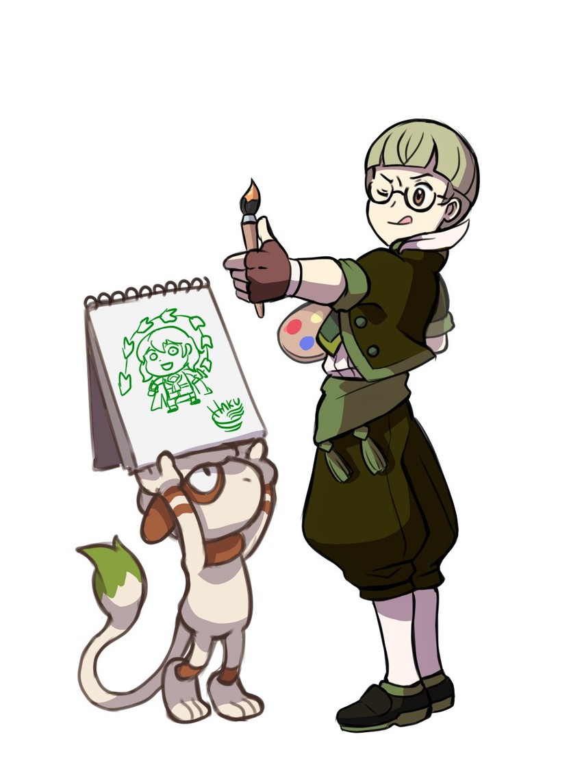 female byleth, smeargle, and ignatz victor (pokemon and 2 more) drawn by hakuramen