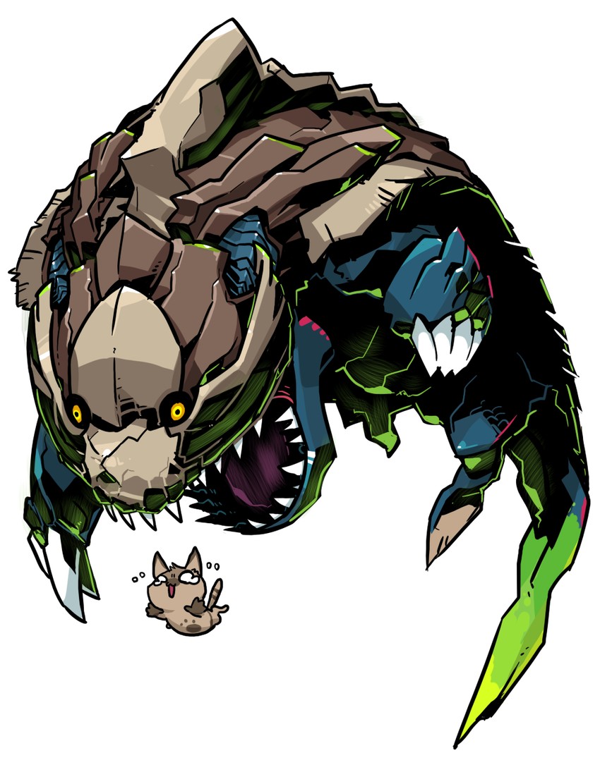 wild felyne and nibelsnarf (monster hunter and 1 more) drawn by sido_(slipknot)