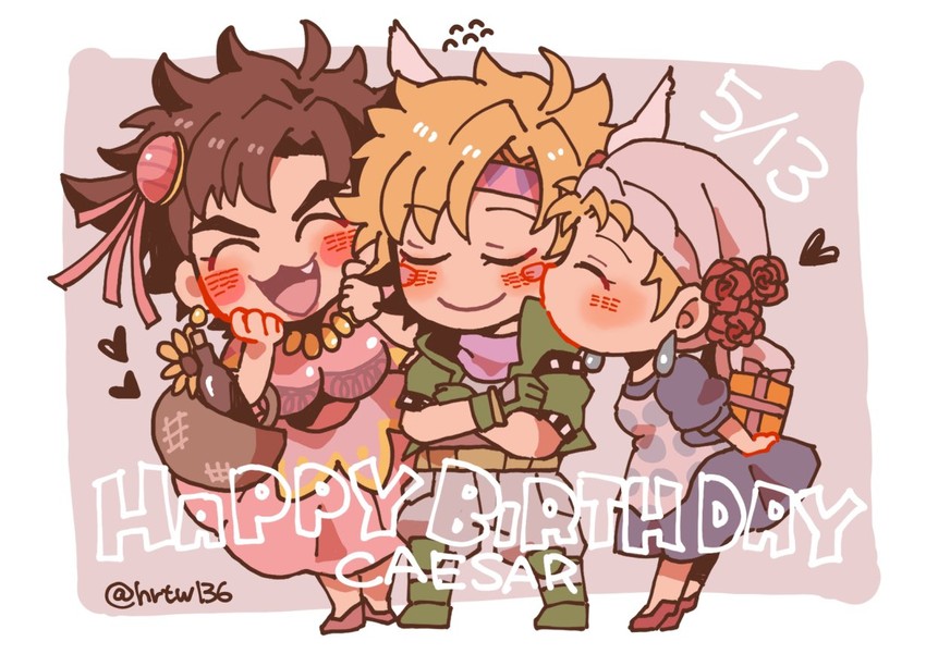 joseph joestar, caesar anthonio zeppeli, and suzi q (jojo no kimyou na bouken and 1 more) drawn by hrtw136