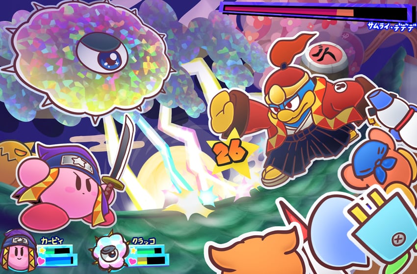 kirby, king dedede, bandana waddle dee, scarfy, kracko, and 4 more (mario and 4 more) drawn by suyasuyabi