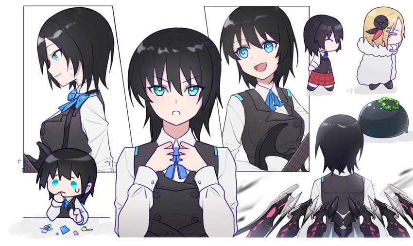 aoi erika, minase ichigo, and narvy (heaven burns red) drawn by molingxiang_chimangguo