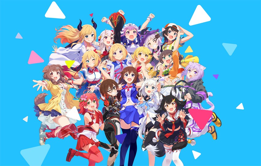 shirakami fubuki, nekomata okayu, minato aqua, sakura miko, ookami mio, and 11 more (hololive) drawn by narumi_nanami