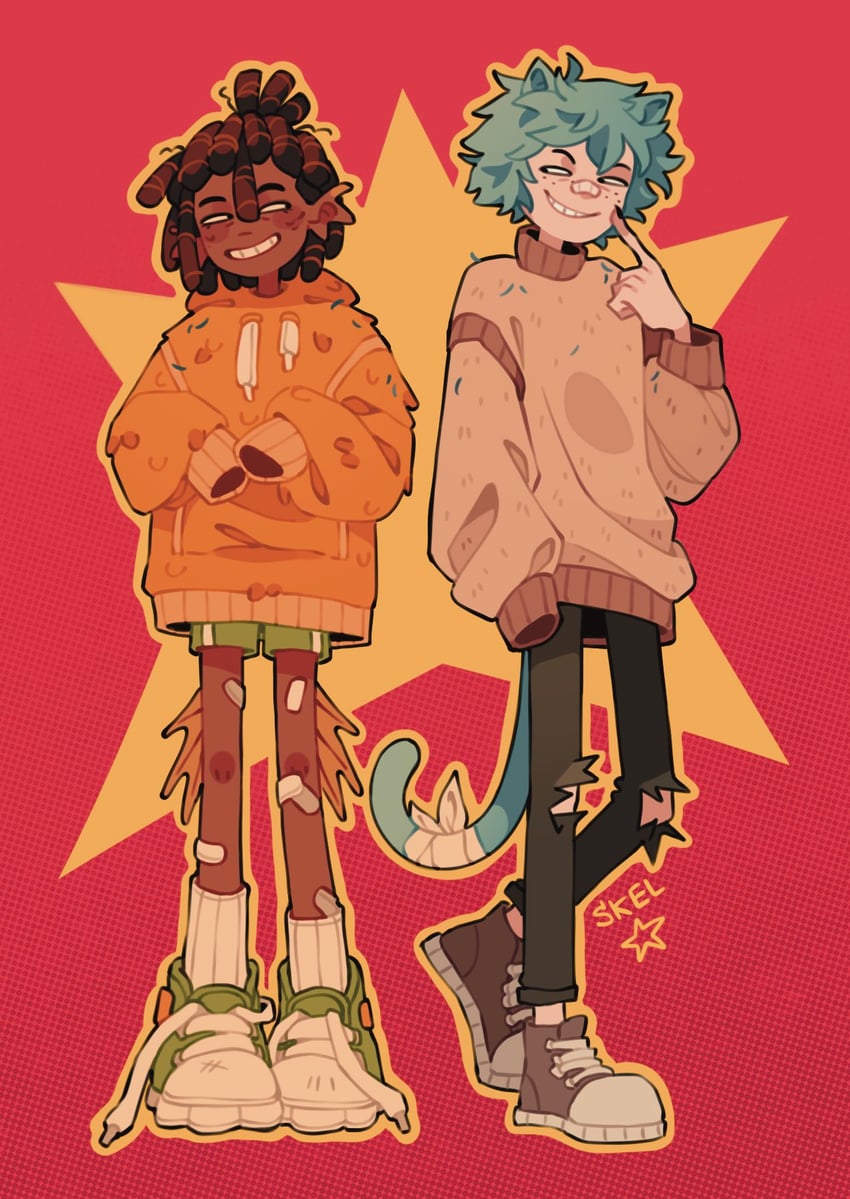 gumball watterson and darwin watterson (the amazing world of gumball) drawn by skelestonkss