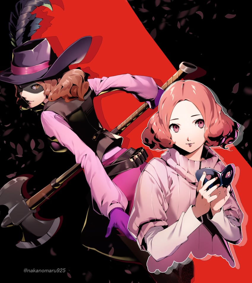 okumura haru and noir (persona and 1 more) drawn by nakano_maru