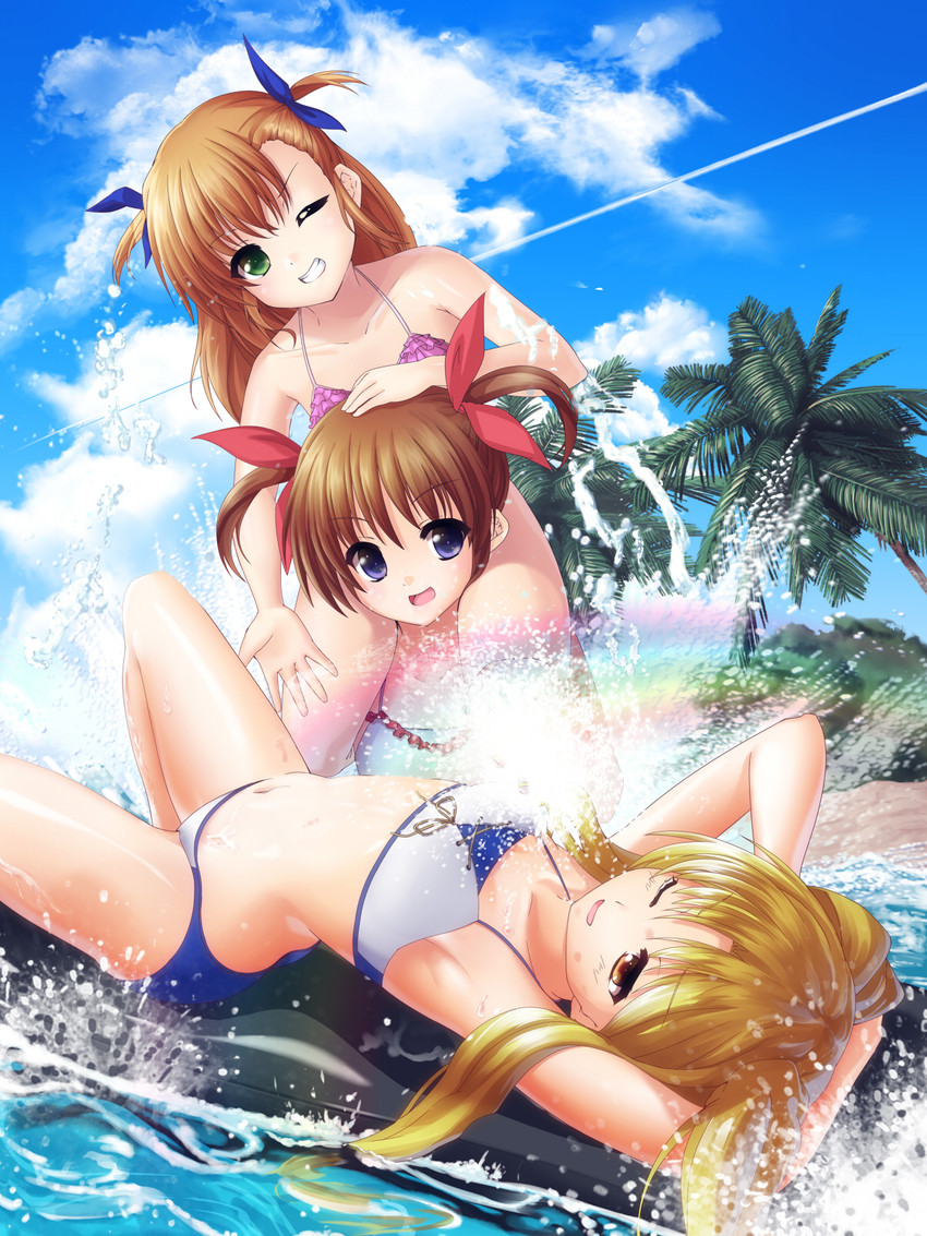fate testarossa, takamachi nanoha, and vivio (lyrical nanoha and 2 more) drawn by mikami_(mikamicre)