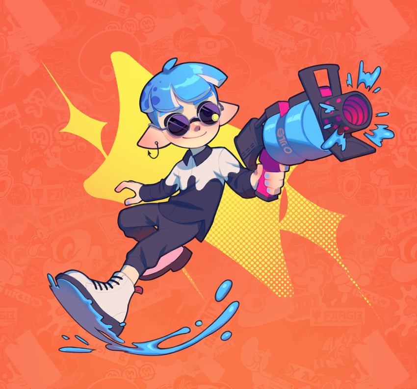 inkling player character and inkling boy (splatoon and 1 more) drawn by radsakee