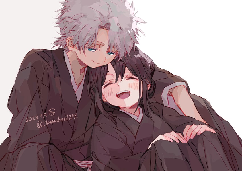 hitsugaya toushirou and hinamori momo (bleach) drawn by tama-chan_(momomomijisakura)