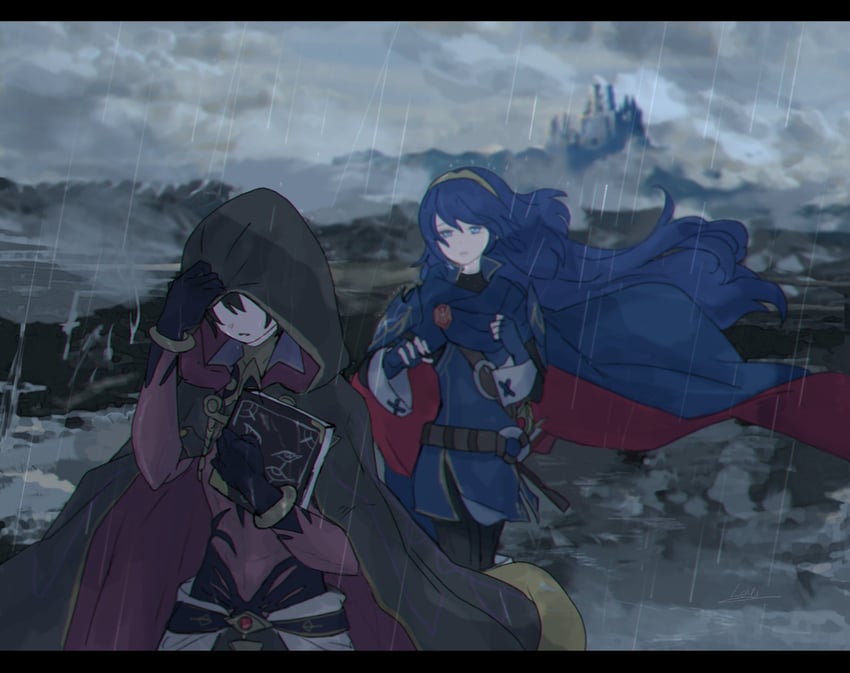 lucina and male morgan (fire emblem and 2 more) drawn by sasaki_(dkenpisss)