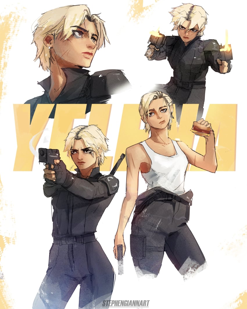 yelena belova (marvel and 2 more) drawn by stephengiannart