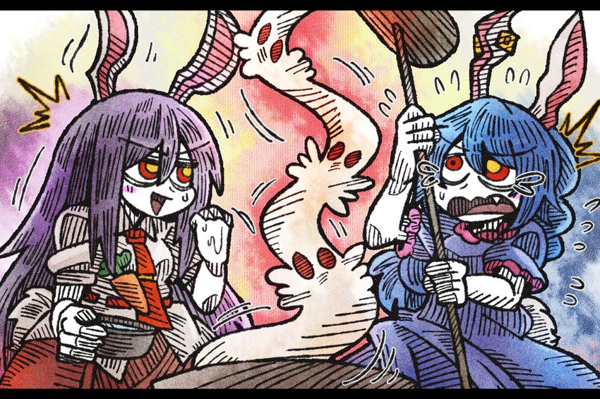reisen udongein inaba and seiran (touhou) drawn by suenari_(peace)