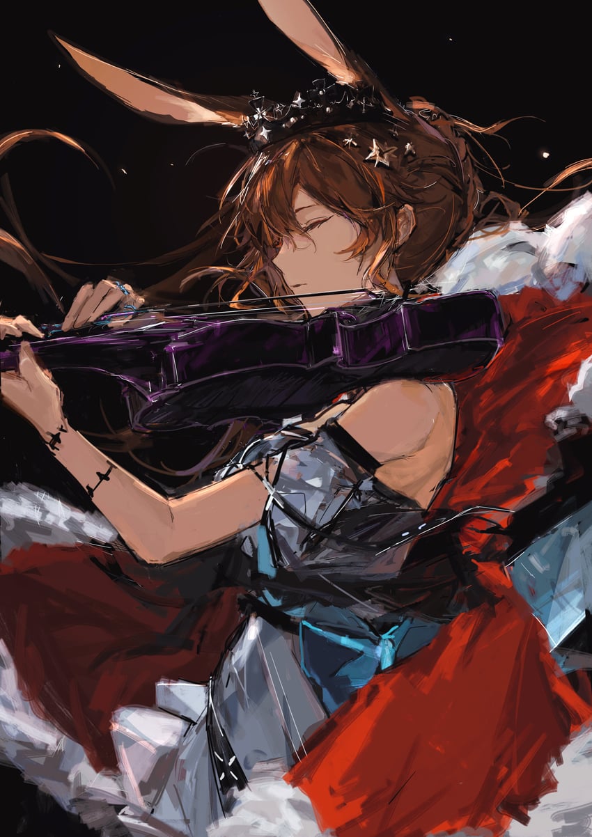 amiya (arknights and 1 more) drawn by kuchu_yuei