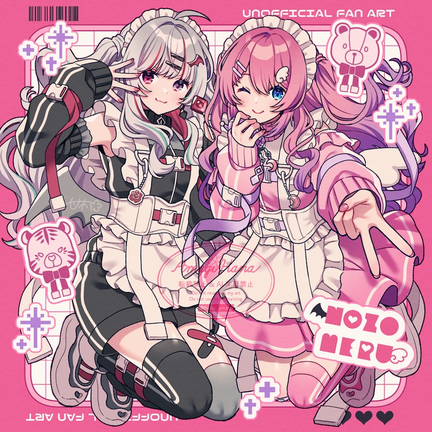 kuramochi meruto and ishigami nozomi (nijisanji) drawn by amagi_hana