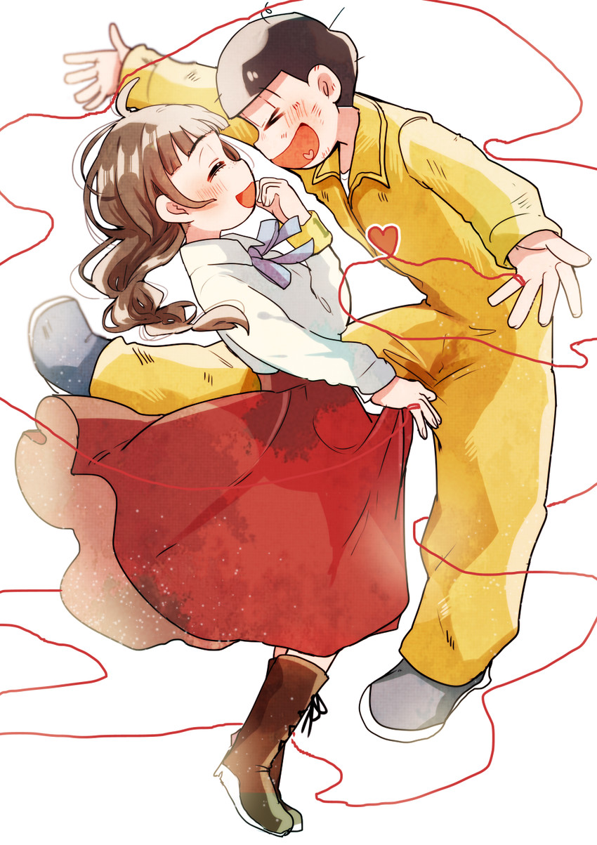 matsuno jyushimatsu and jyushimatsu's girlfriend (osomatsu and 2 more) drawn by mike_(mi_osmt_ke)