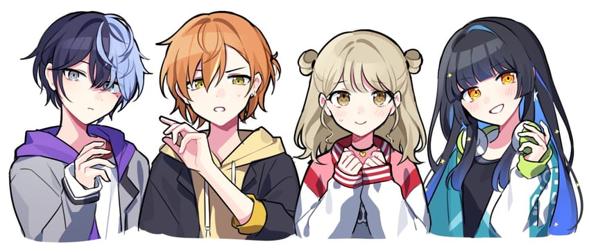 shinonome akito, shiraishi an, aoyagi touya, and azusawa kohane (project sekai) drawn by waka_(wk4444)