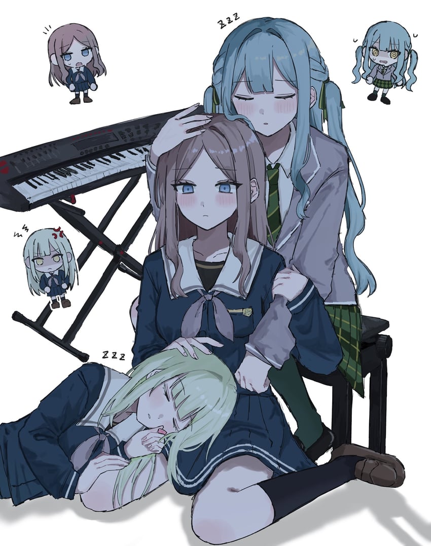 togawa sakiko, nagasaki soyo, and wakaba mutsumi (bang dream! and 1 more) drawn by lrzalice