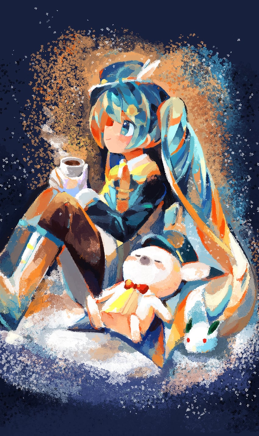 hatsune miku, yuki miku, and rabbit yukine (vocaloid and 1 more) drawn by kasaki_sakura