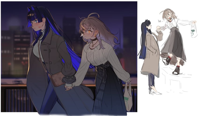 ouro kronii and nanashi mumei (hololive and 1 more) drawn by eus_ing