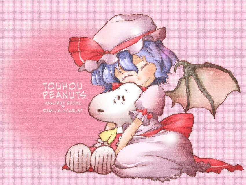 hakurei reimu, remilia scarlet, and snoopy (touhou and 1 more) drawn by chamupei