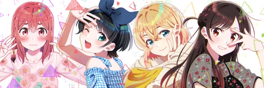 mizuhara chizuru, sarashina ruka, sakurasawa sumi, and nanami mami (kanojo okarishimasu) drawn by hirayama_kanna